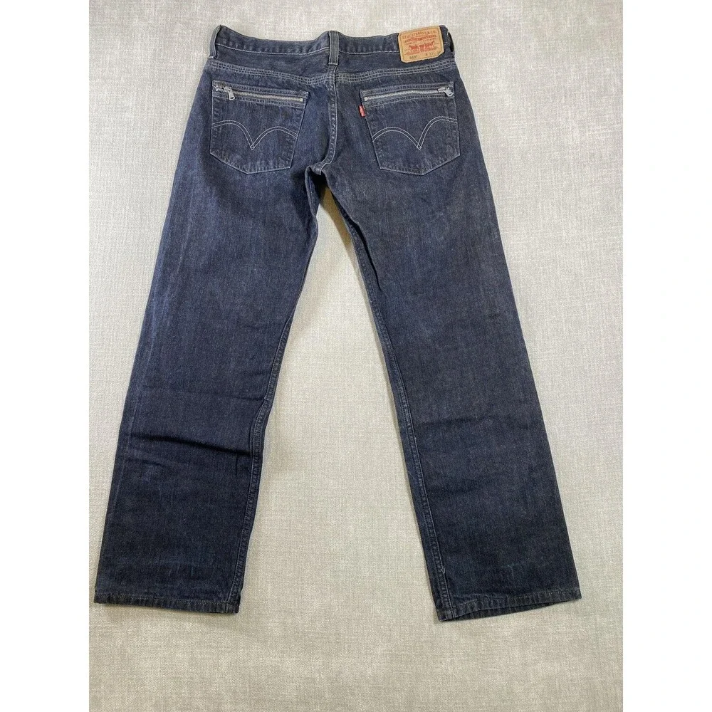 Levis 569 Jeans Mens 35x31 Blue Denim Loose Straight Zip Back Pockets Relaxed